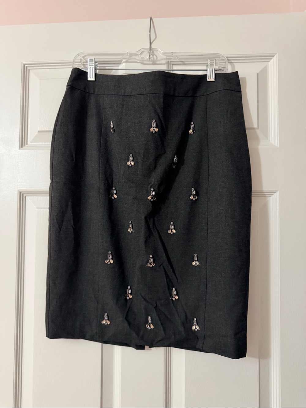Ann Taylor Grey Beaded Pencil Skirt